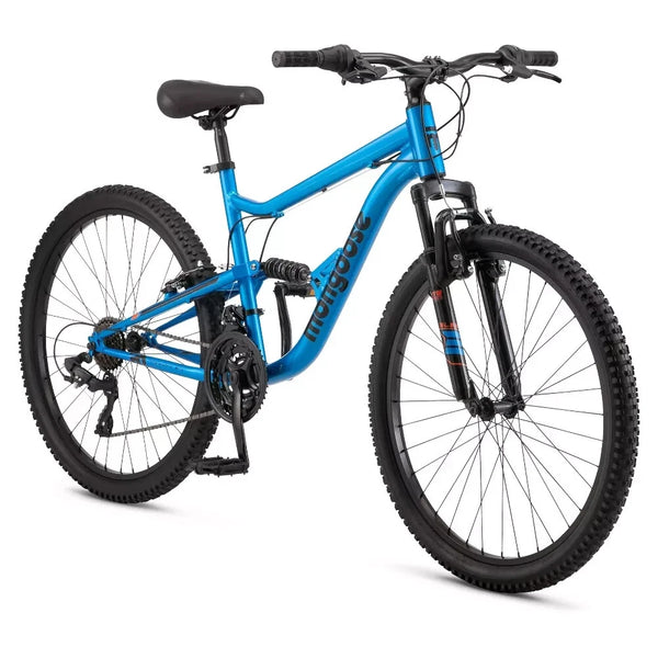 MONGOOSE LIMESTONE 26" MOUNTAIN BIKE, FULL SUSPENSION, 21-SPEED, BLUE - Brand New