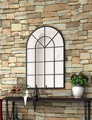 NXHOME ARCHED WINDOW METAL MIRROR 39.4"X23.6" WALL MIRROR WINDOWPANE DECORATION - Like New