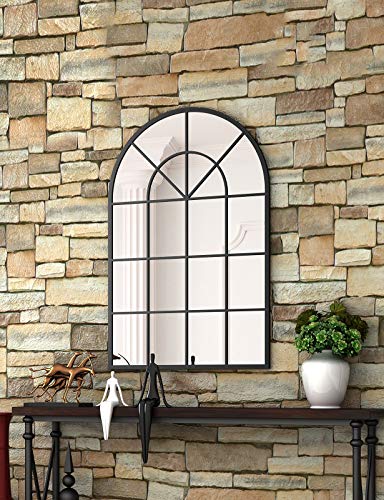 NXHOME ARCHED WINDOW METAL MIRROR 39.4"X23.6" WALL MIRROR WINDOWPANE DECORATION - Like New