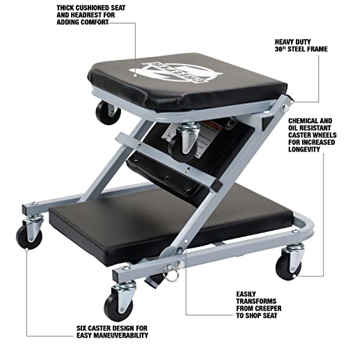 PRO-LIFT 300 LBS MECHANIC CREEPER 2 IN 1 FOLDABLE CREEPER SEAT - BLACK - Like New
