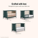 Dream On Me Clover 4-in-1 Modern Island Crib Rounded Spindles - Olive - Brand New
