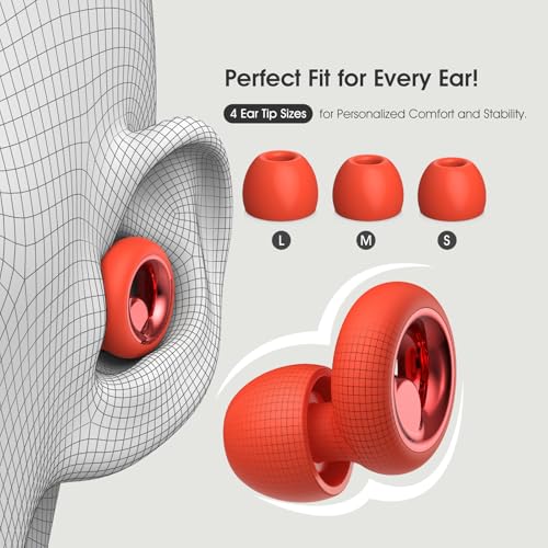 Ear Plugs for Sleeping Noise Cancelling, Soft Ear Plugs for Concert (Red) - Like New