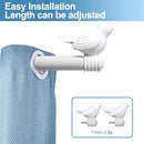 B01DFKN9DG 3/4" Cute Decorative Bird Adjustable Curtain Rod Set 28-48" - White - Brand New