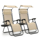 MONIBLOOM ZERO GRAVITY CHAIR, SET OF 2, FOLDING LOUNGER WITH CUP HOLDER - CREAM - Like New
