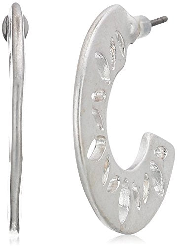 The SAK Pierced C Hoop Earrings, Silver, One Size - Brand New