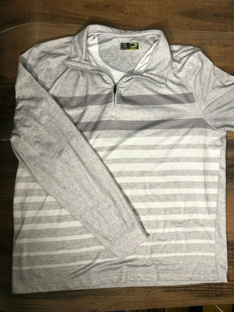 PGA TOUR MOTIONFLUX 360 QUARTER-ZIP LONG SLEEVE STRIPED M - LIGHT GRAY HEATHER - Brand New