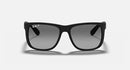 RAY-BAN JUSTIN CLASSIC MATTE RUBBER BLACK FRAME LIGHT GRAY LESNSES 54-16-145 3P - Like New