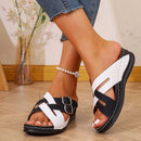 WMTOKK WOMEN'S SLIPPERS CASUAL FASHION NEW WEDGE HEEL SANDALS - SIZE: 9 - WHITE - Like New