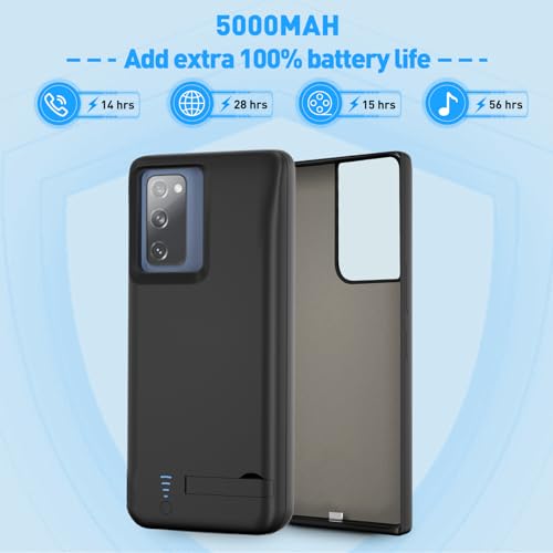 SlaBao Galaxy S20 fe Battery Case 5000mAh Kickstand Dual Device Charging Black Like New