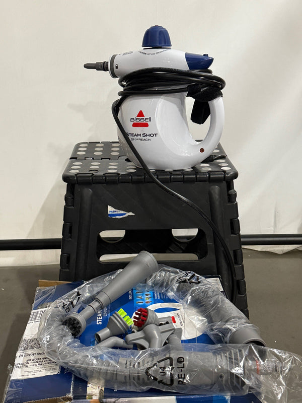 BISSELL - STEAM SHOT OMNIREACH HANDHELD STEAM CLEANER & SANITIZER - WHITE - Like New