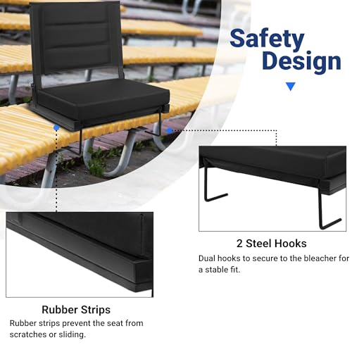 MAEYTAU STADIUM SEATS FOR BLEACHERS WITH BACK SUPPORT PORTABLE BLEACHER - BLACK - Like New