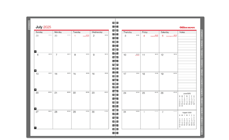 OFFICE DEPOT 2025-2026 MONTHLY ACADEMIC PLANNER JULY 2025 TO JUNE 2026 - GRAY - Like New