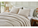 ZAFIRA 100% COTTON STITCHED 3 PIECE QUILT AND SHAM SET, FULL/QUEEN - LIGHT TAUPE - Like New