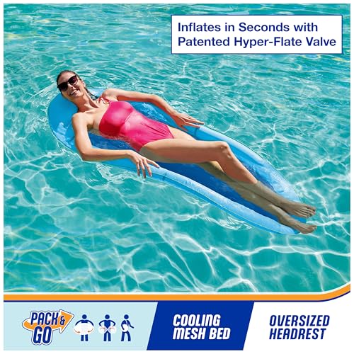 SWIMWAYS SPRING FLOAT PREMIUN BLUE LOUNGE CHAIR - BLUE - Brand New