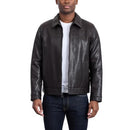 158AU855 TOMMY HILFIGER MEN'S CLASSIC FAUX LEATHER JACKET, MEDIUM - DARK BROWN - Like New