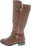 Forever Link Women's MANGO-21 Quilted Riding Boots (10, Brown) - Like New