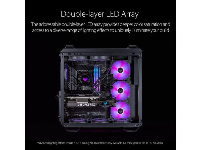 ASUS TUF Gaming TF120 ARGB Chassis Fan 3-Pin Customizable LEDs Blade, Advanced