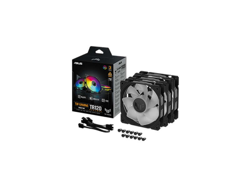 ASUS TUF Gaming TR120 ARGB Fan - Black - Triple Pack Higher Cooling Performance
