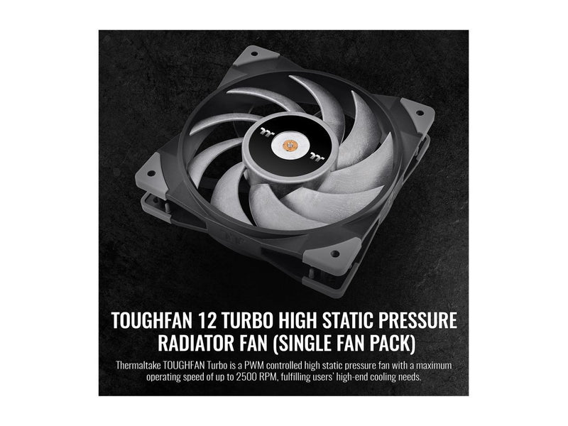 Thermaltake ToughFan 12 Turbo, PWM Controlled PWM 500~2500rpm, Metal-Reinforced