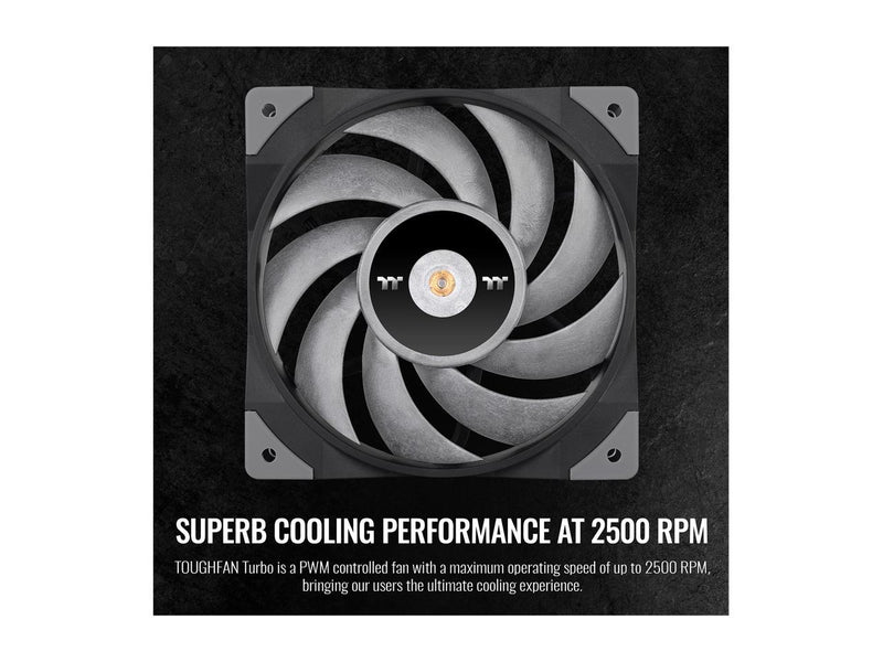 Thermaltake ToughFan 12 Turbo, PWM Controlled PWM 500~2500rpm, Metal-Reinforced