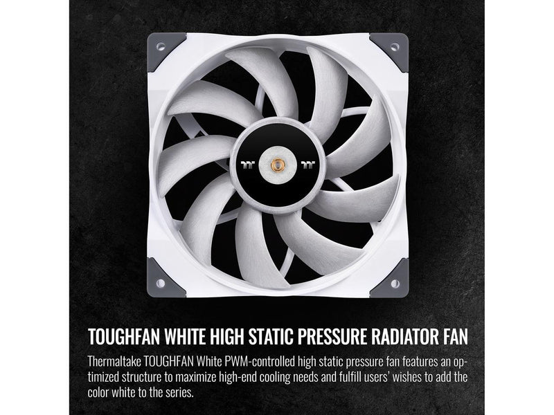 Thermaltake ToughFan 12 White High Static Pressure 2000 PWM, Metal-Reinforced