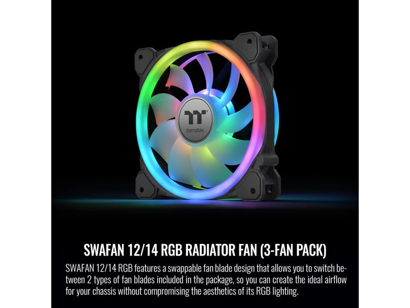 Thermaltake SWAFAN 14 RGB Radiator Fan TT Premium Edition 3 Pack, Swappable Fan