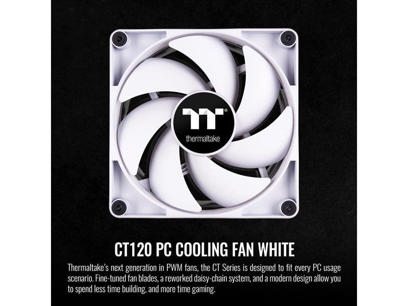 Thermaltake CT120 PC Cooling Fan White (2-Fan Pack), Daisy-Chain design, Fan