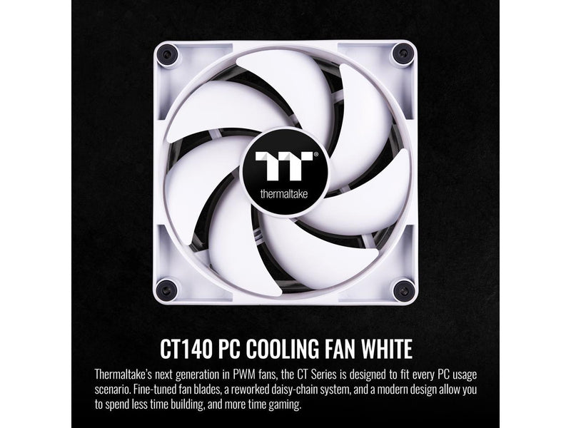 Thermaltake CT140 PC Cooling Fan White (2-Fan Pack), Daisy-Chain design, Fan