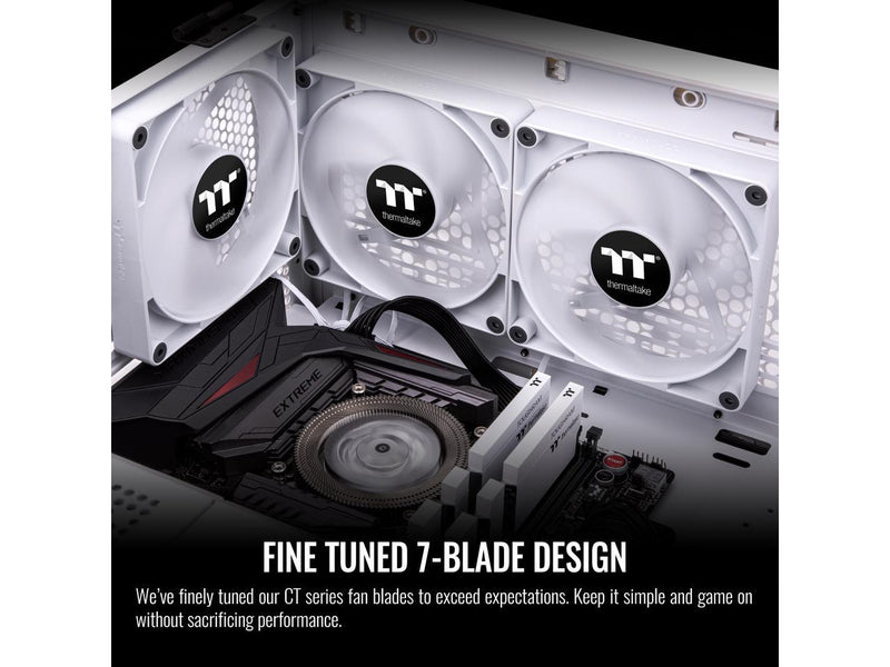 Thermaltake CT140 PC Cooling Fan White (2-Fan Pack), Daisy-Chain design, Fan
