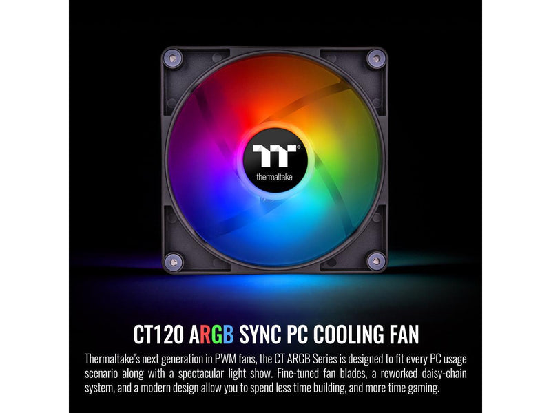 Thermaltake CT120 ARGB Sync PC Cooling Fan (2-Fan Pack), 5V Motherboard Sync,