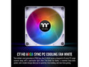 Thermaltake CT140 ARGB Sync PC Cooling Fan White (2-Fan Pack), 5V Motherboard