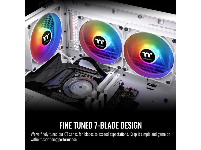 Thermaltake CT140 ARGB Sync PC Cooling Fan White (2-Fan Pack), 5V Motherboard