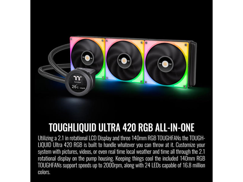 Thermaltake TOUGHLIQUID Ultra 420 RGB CPU Liquid Cooler, AMD(AM5/AM4) Intel(LGA