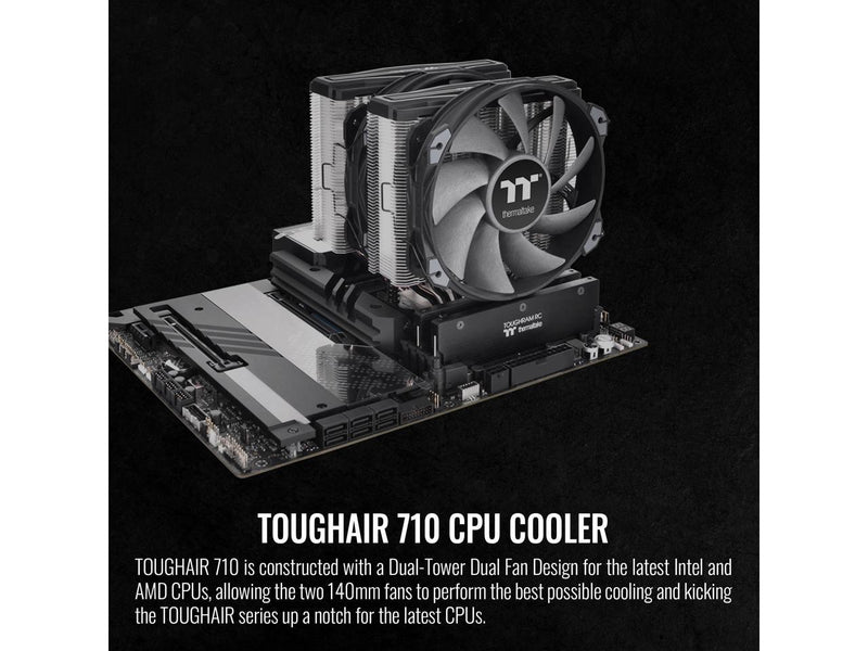 Thermaltake TOUGHAIR 710 250W TDP CPU Cooler, Intel LGA 1700/1200, AMD AM5/AM4,