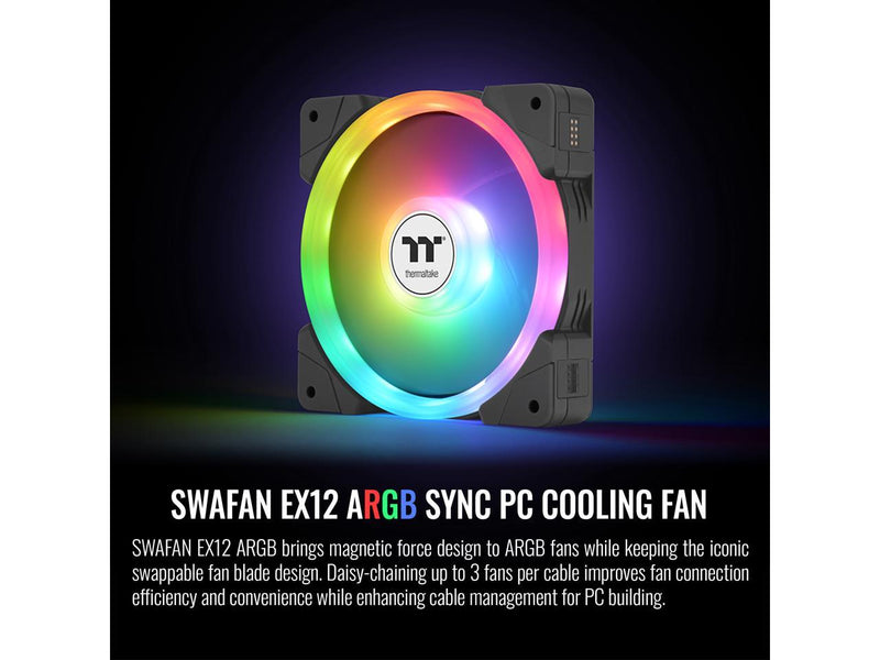 Thermaltake SWAFAN EX 12 ARGB PC Cooling Fan, 3-Fan pcak, 500 ~ 2000 RPM,