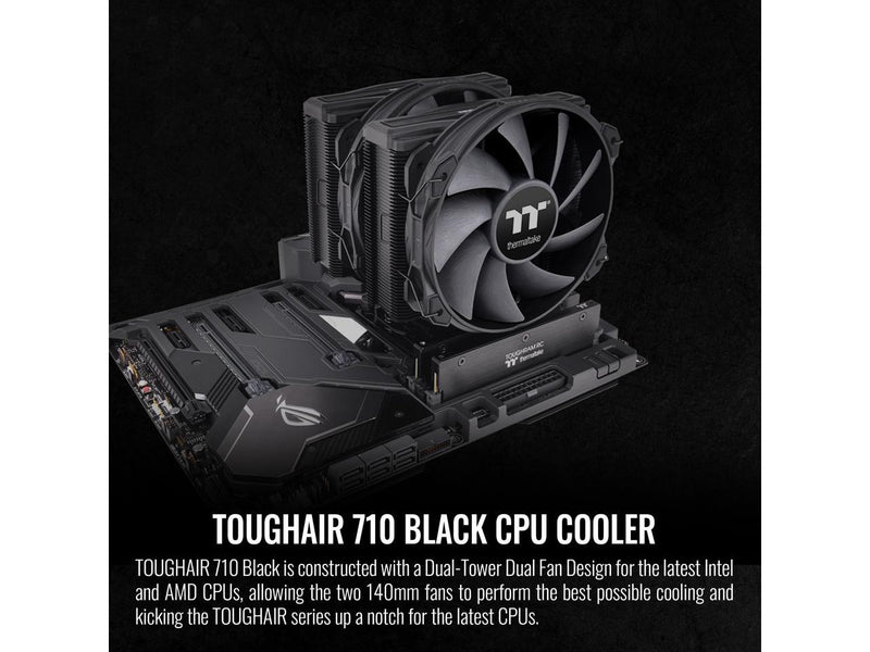 Thermaltake TOUGHAIR 710 Black Edition 250W TDP CPU Cooler, Intel LGA 1700/1200,