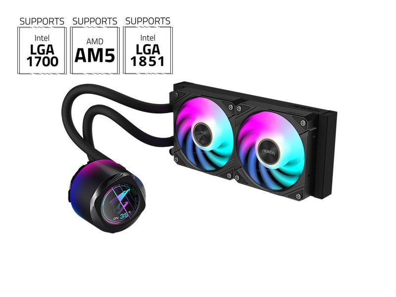 AORUS WATERFORCE X II 240 Liquid CPU Cooler, 240mm Radiator with 2x 120mm low