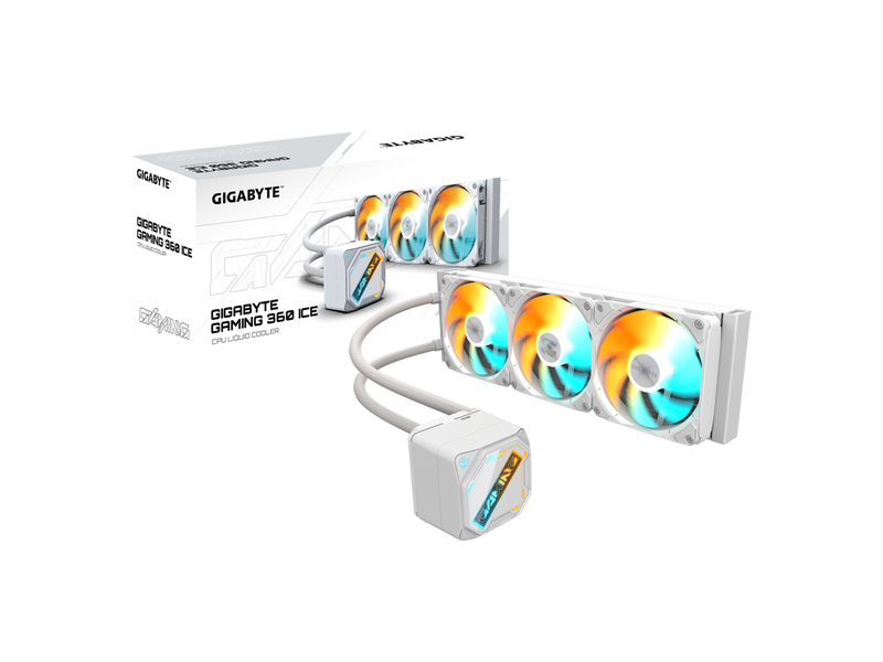GIGABYTE GAMING 360 ICE liquid CPU Cooler, 360mm Radiator with 3x 120mm low