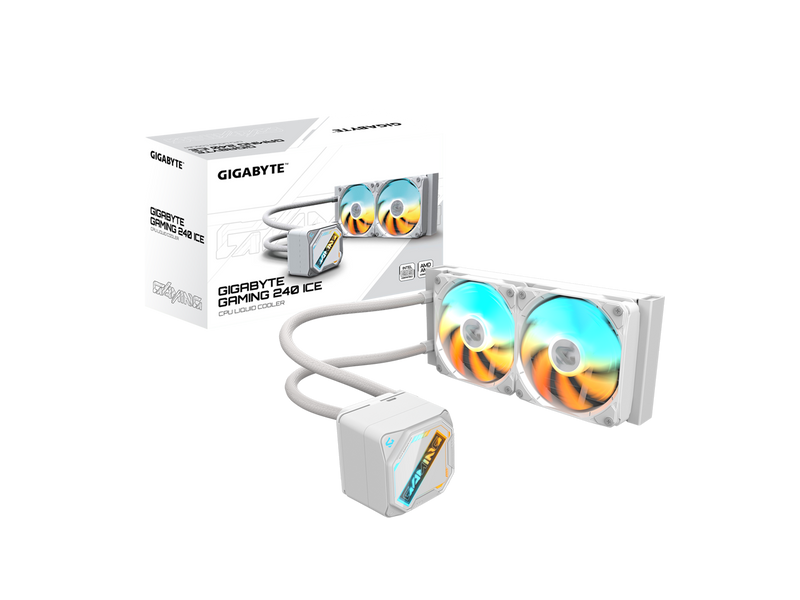 GIGABYTE GAMING 240 ICE liquid CPU Cooler, 240mm Radiator with 2x 120mm low