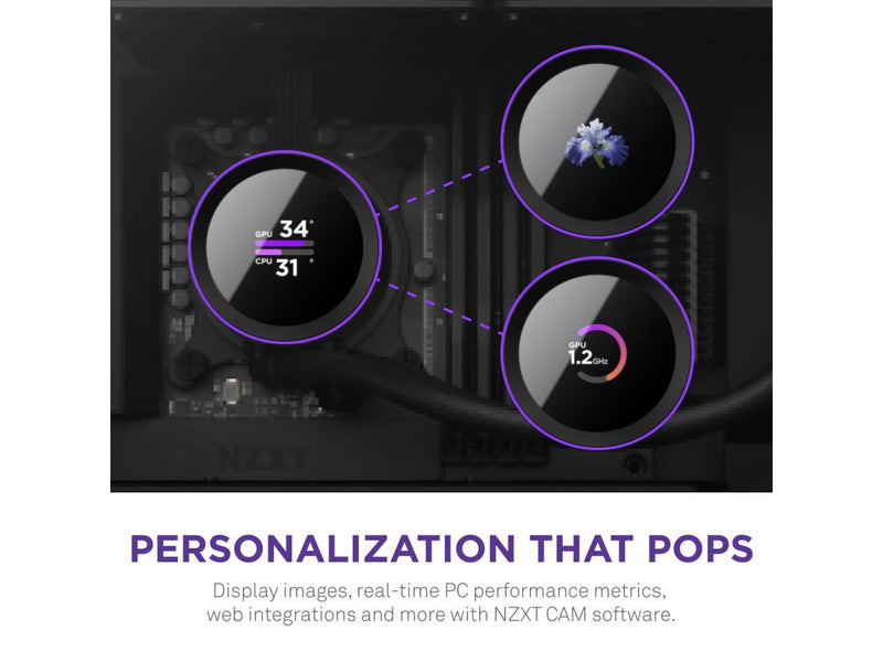 NZXT Kraken 360mm - RL-KN360-B1 – AIO CPU Liquid Cooler - LCD Display - 3 x