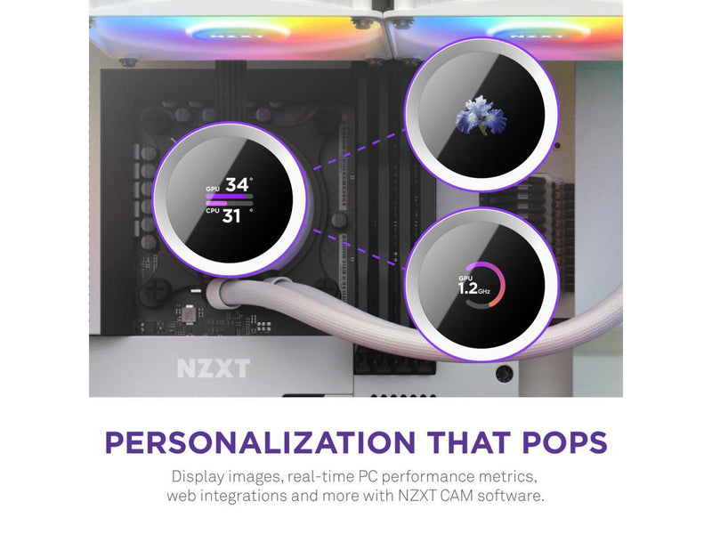 NZXT Kraken RGB 280mm - RL-KR280-W1- AIO RGB CPU Liquid Cooler - LCD Display - 2