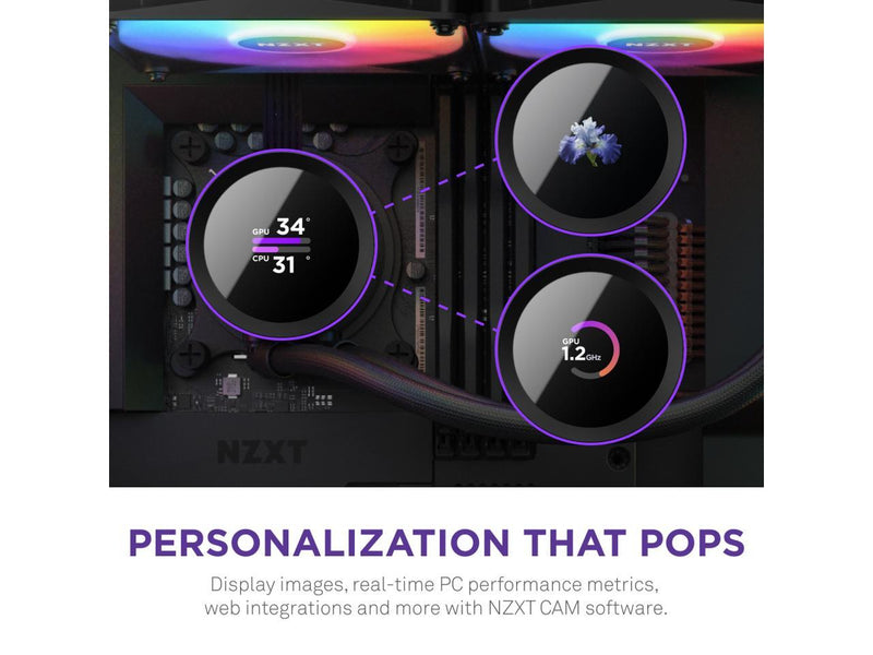 NZXT Kraken RGB 280mm - RL-KR280-B1 - AIO RGB CPU Liquid Cooler - LCD Display -