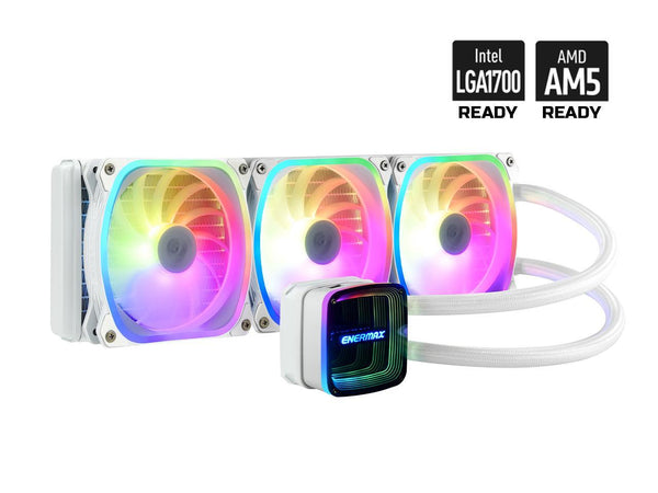 ENERMAX AQUAFUSION ADV 360 ARGB AIO CPU Liquid Cooler White, Infinity Mirror RGB