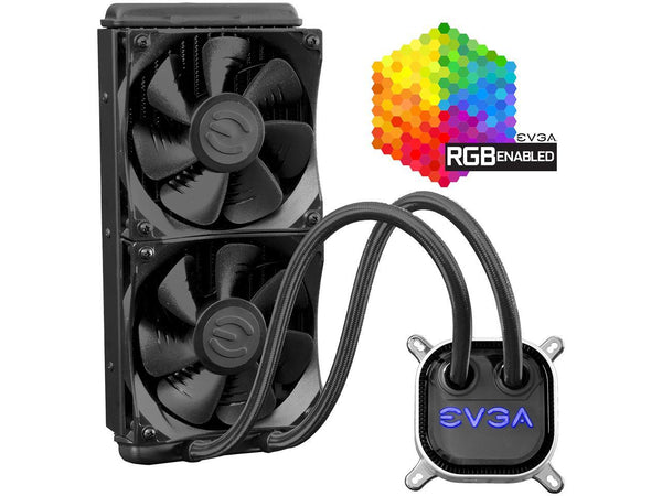 EVGA CLC 240mm All-In-One RGB LED CPU Liquid Cooler, 2x FX12 120mm PWM Fans,