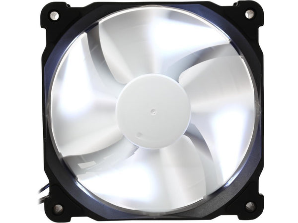 Phanteks 1300 RPM, Black Frame/White Blades 120 mm Case Fan, White LED