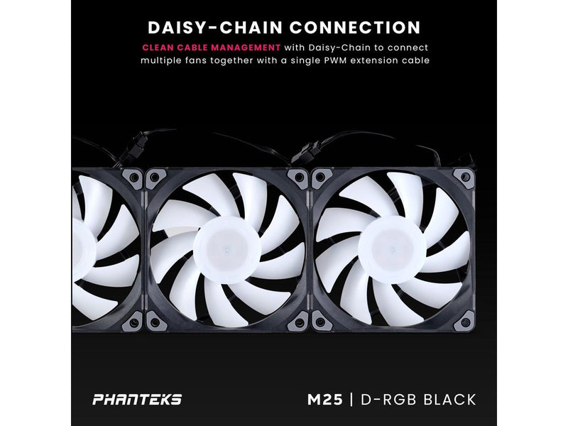 Phanteks M25-120 D-RGB fan, High-Airflow radiator performance, PWM control up to