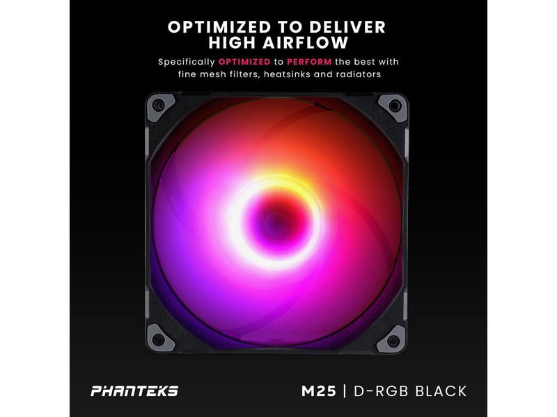 Phanteks M25-140 D-RGB fan, High-Airflow radiator performance, PWM control up to