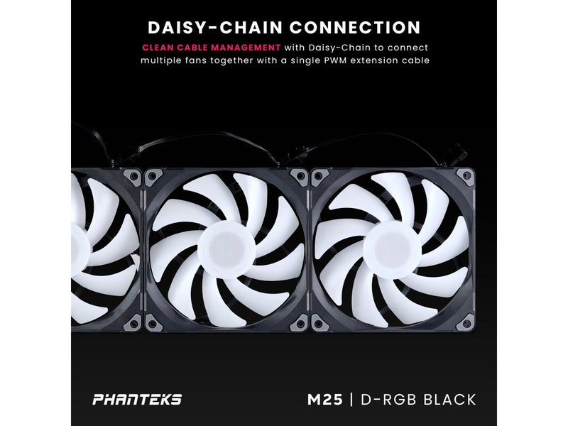 Phanteks M25-140 D-RGB fan, High-Airflow radiator performance, PWM control up to