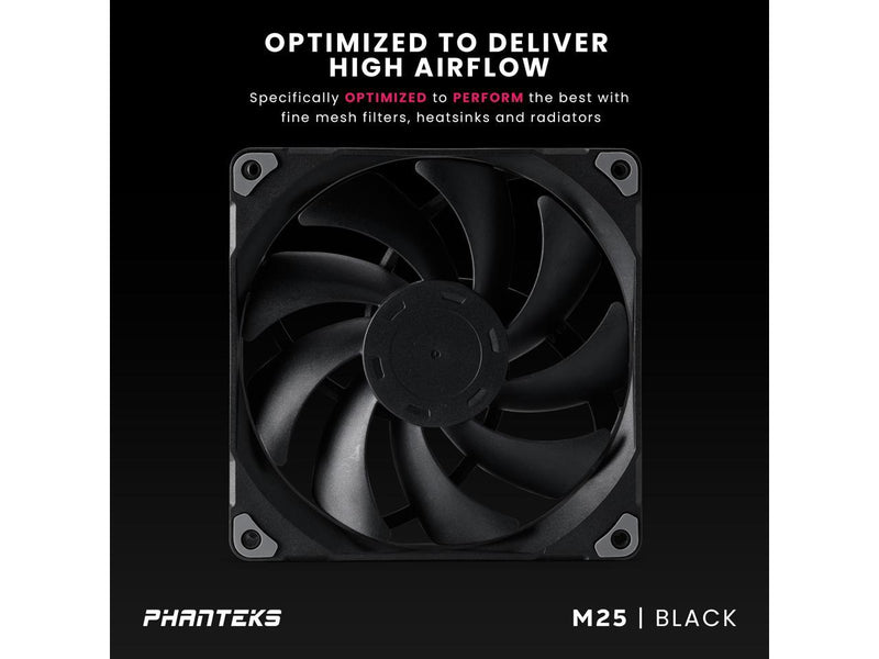 Phanteks M25-140 fan, High-Airflow radiator performance, PWM control up to