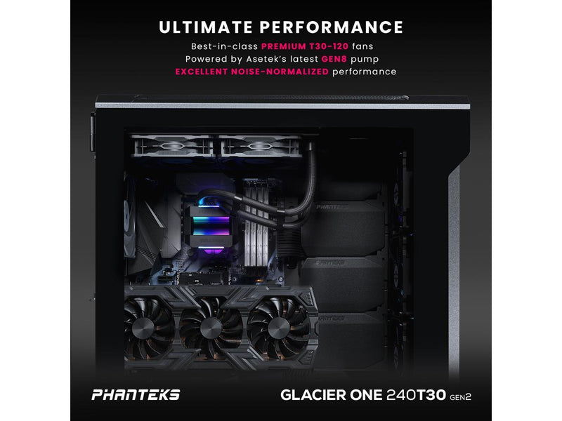 Phanteks Glacier One 240T30 Gen 2 D-RGB AIO Liquid CPU Cooler, 240mm Radiator,